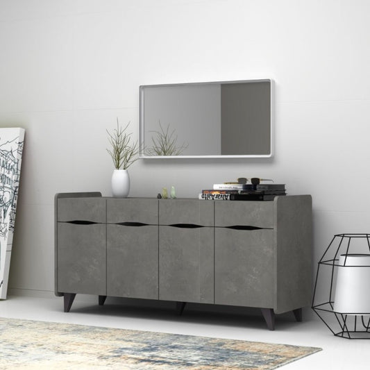 Credenza Madia Design Moderno Grigio cemento per Soggiorno