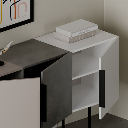 Credenza Madia 3 Ante da Soggiorno Salone Bianco Tortora Cemento