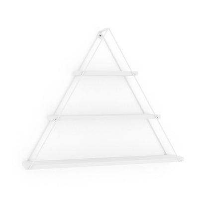 Scaffale Con 3 Ripiani Triangolare a Muro Acciaio e Legno Bianco