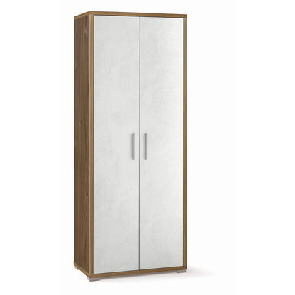 Armadio 2 Ante Noce Bianco Multiuso Legno Mobile Ripiani Scaffali Camera