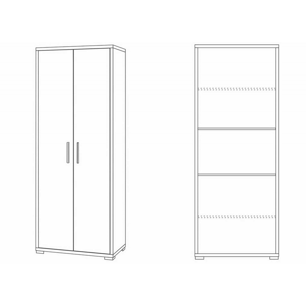 Armadio 2 Ante Noce Bianco Multiuso Legno Mobile Ripiani Scaffali Camera