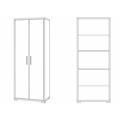 Armadio 2 Ante Noce Bianco Multiuso Legno Mobile Ripiani Scaffali Camera