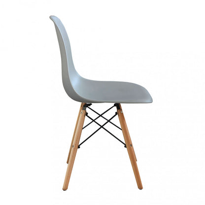 Set di 4 sedie grigie moderne, in metallo e legno, senza braccioli