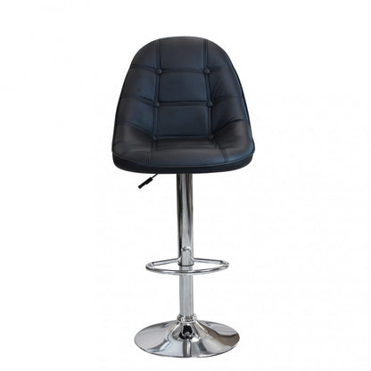 Sgabello in Ecopelle Nero con Struttura in Metallo 116 cm