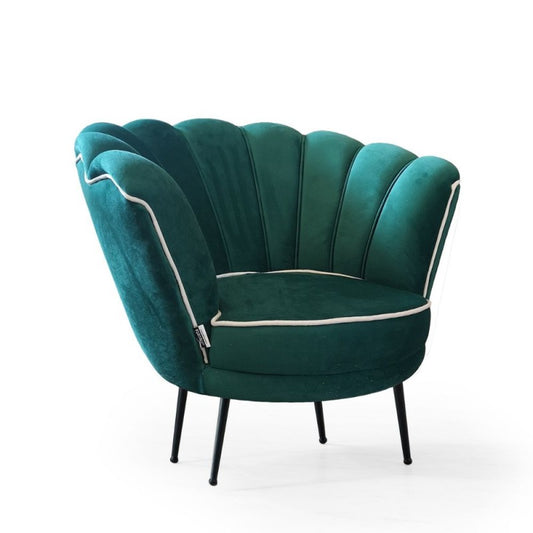 Poltroncina Poltrona a Conchiglia in Velluto Verde Smeraldo da Ufficio Salotto Camera