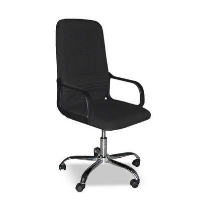 Sedia da Ufficio Imbottita in Tessuto Nero e base Cromata