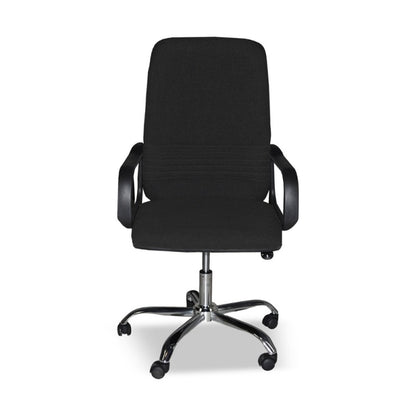 Sedia da Ufficio Imbottita in Tessuto Nero e base Cromata