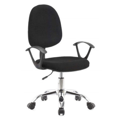 Sedia da Ufficio in Tessuto Nero con Base Cromata