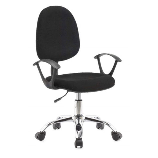 Sedia da Ufficio in Tessuto Nero con Base Cromata