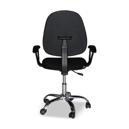 Sedia da Ufficio in Tessuto Nero con Base Cromata