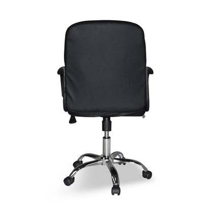 Sedia da Ufficio Direzionale in Ecopelle Nero con Base Cromata