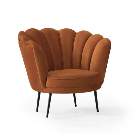 Poltroncina Poltrona a Conchiglia in Velluto Ruggine da Ufficio Salotto Camera
