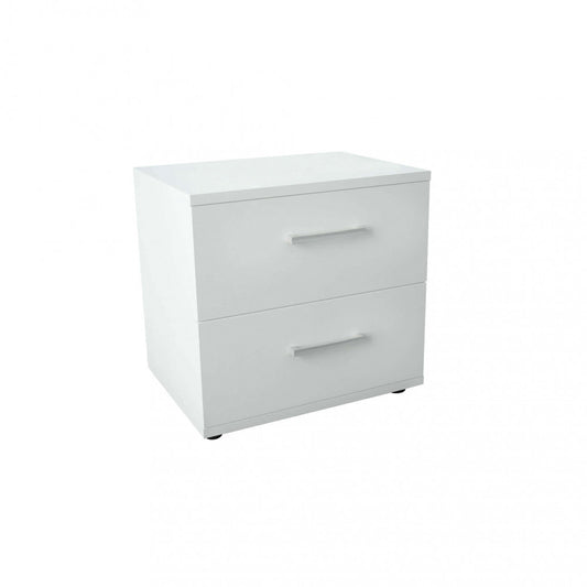 Comodino bianco in truciolare bilaminato, 44x33x40 cm