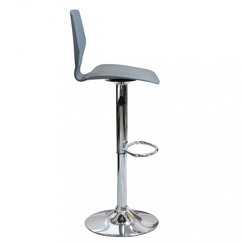 Set 2 Sgabelli Girevoli Grigio Regolabili con Schienale da Cucina