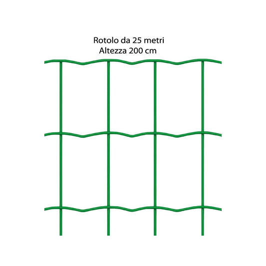 Rete per Recinzione 25 Metri 200 cm Altezza Giardino Elettrosaldata Plastificata