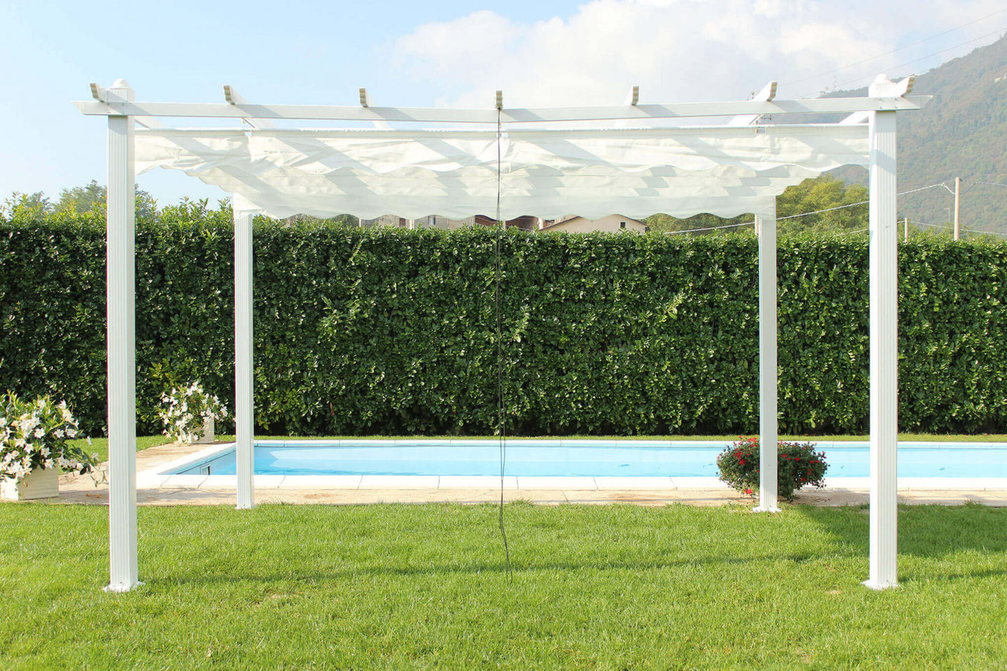 Gazebo da Giardino Balcone 3x3 Bianco in Alluminio e Metallo