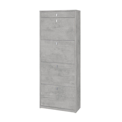 Scarpiera Grigio Cemento 4 Ante a Ribalta Doppia 20 Paia Cassetto Porta Scarpe