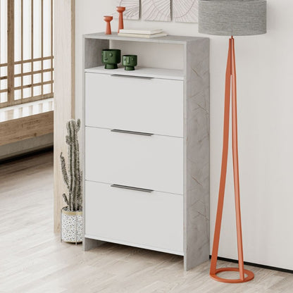 Scarpiera a Ribalta 3 ante Bianco Marmo 78x28x139 cm