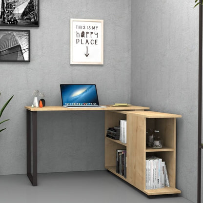 Scrivania Rovere Angolare da Ufficio con Libreria 120x60 cm