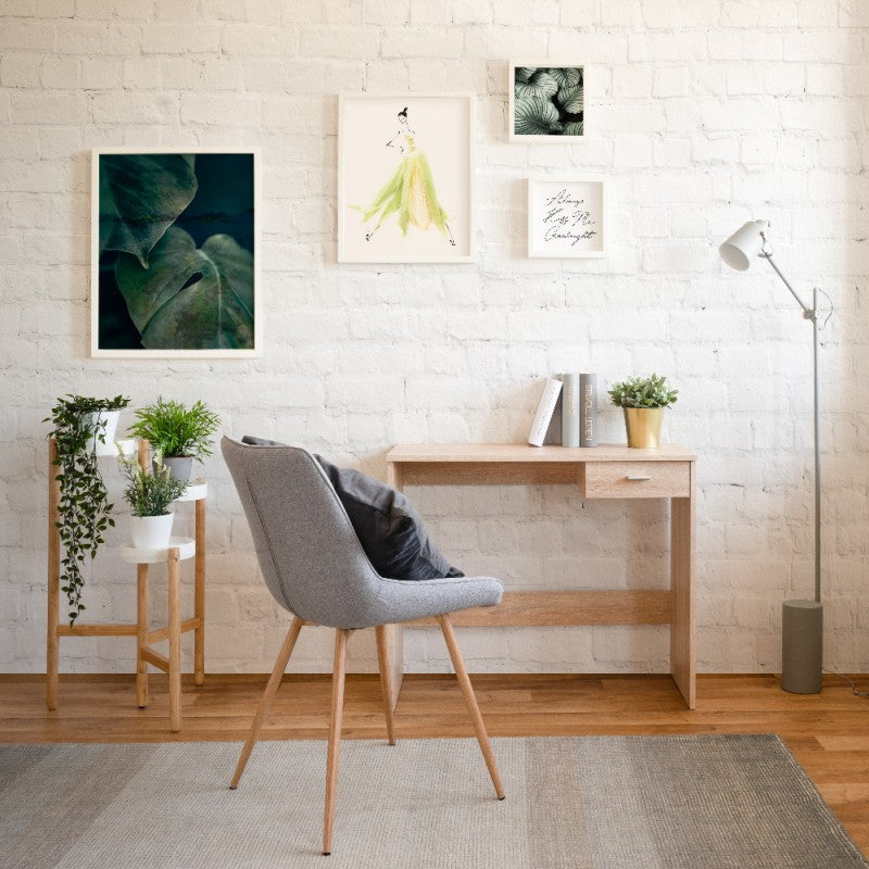 Tavolo Scrivania 90 cm Rovere con Cassetto Porta Pc Cameretta Scrittorio Ufficio