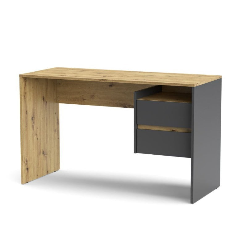 Scrivania Rovere e Antracite Tavolo 130 cm 2 Cassetti Laterali
