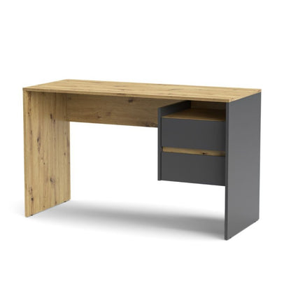 Scrivania Rovere e Antracite Tavolo 130 cm 2 Cassetti Laterali
