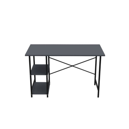 Scrivania Antracite con 2 Ripiani da Ufficio Camera 120x60x72 cm