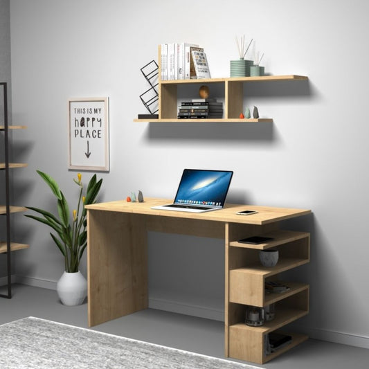 Scrivania Tavolo 120 cm con Libreria Mensola Rovere da Camera Cameretta