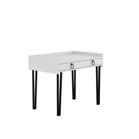 Scrivania Bianca con Gambe nere Cassetto da Cameretta Design moderno
