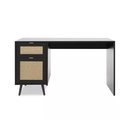 Scrivania Nera effetto Vimini 1 Anta e cassetto Design Moderno da Ufficio Salone