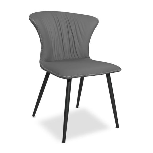 Set 2 Sedie Antracite con Gambe Nero in Metallo