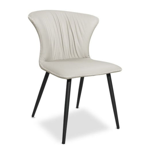 Set 2 Sedie Beige con Gambe Nero in Metallo Imbottita