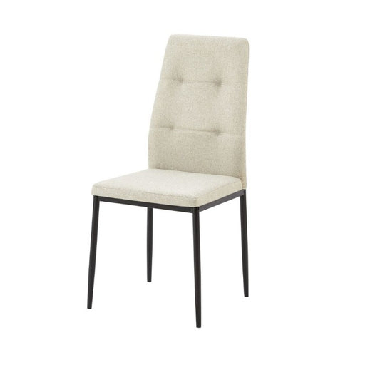 Set 4 Sedie da Pranzo in Tessuto Beige Gambe in Metallo