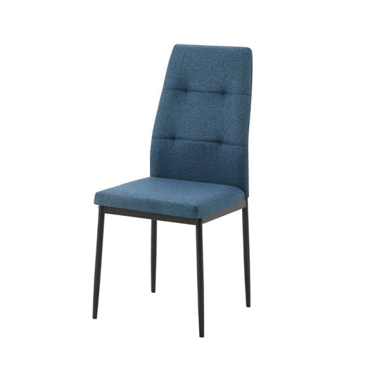 Set 4 Sedie da Pranzo in Tessuto Blu Gambe in Metallo
