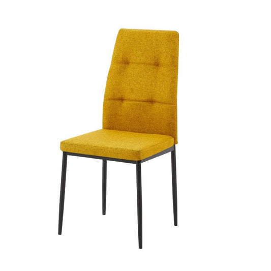 Set 4 Sedie da Pranzo in Tessuto Senape Gambe in Metallo