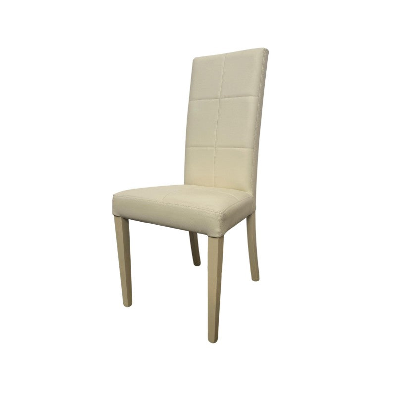 2 Sedie in Ecopelle Beige Cucina Imbottita Moderna Sala da Pranzo Salotto Legno