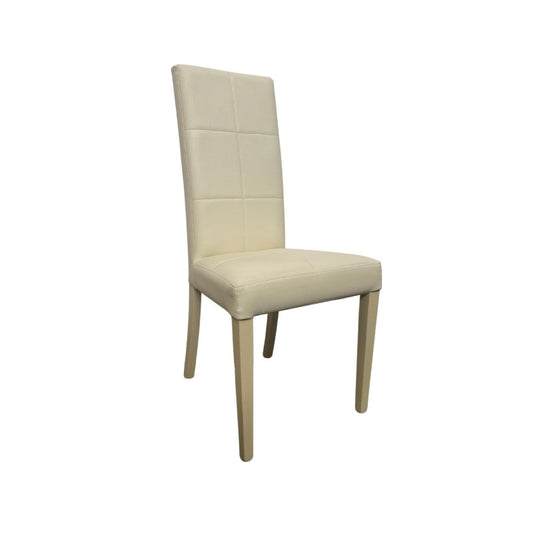 2 Sedie in Ecopelle Beige Cucina Imbottita Moderna Sala da Pranzo Salotto Legno