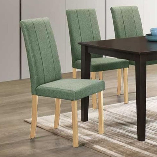 Set 2 Sedie in Tessuto Verde e Gambe Rovere Sala da Pranzo