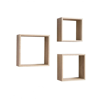 Set 3 Scaffali Da parete a Cubi Rovere Mensole Da soggiorno