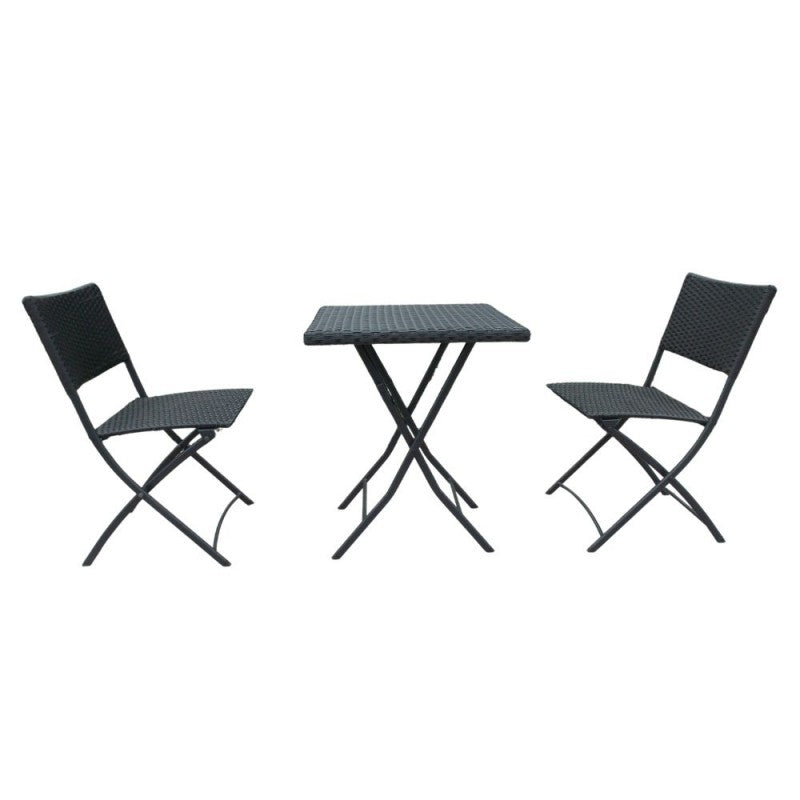 Tavolo e Sedie Da Giardino Pieghevoli Rattan Nero