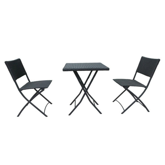 Tavolo e Sedie Da Giardino Pieghevoli Rattan Nero
