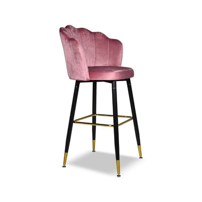 Set di 2 Sgabelli Sedie da Bar Rosa Rivestiti in Velluto Eleganti