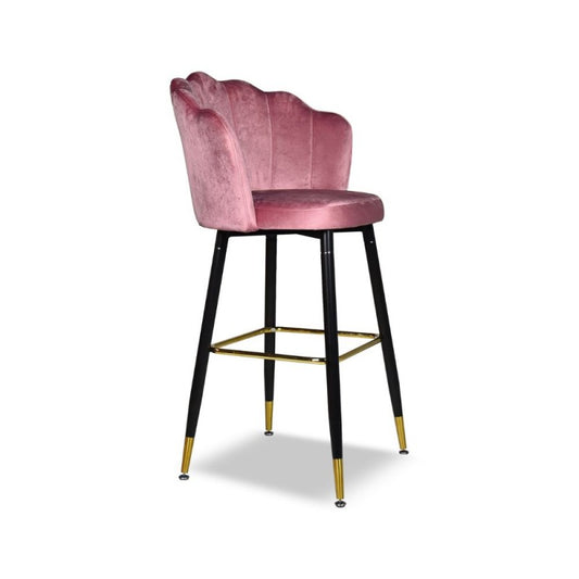 Set di 2 Sgabelli Sedie da Bar Rosa Rivestiti in Velluto Eleganti