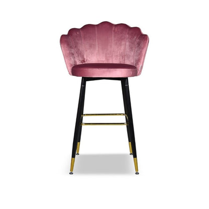 Set di 2 Sgabelli Sedie da Bar Rosa Rivestiti in Velluto Eleganti