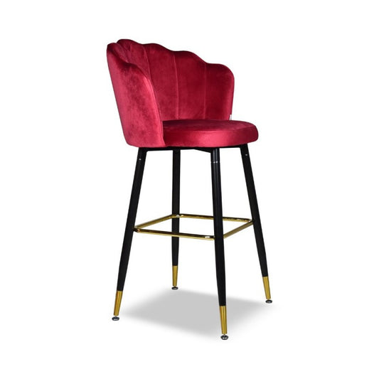 Set di 2 Sedie Rosso Alti Rivestiti in Velluto Sedia da Bar Elegante