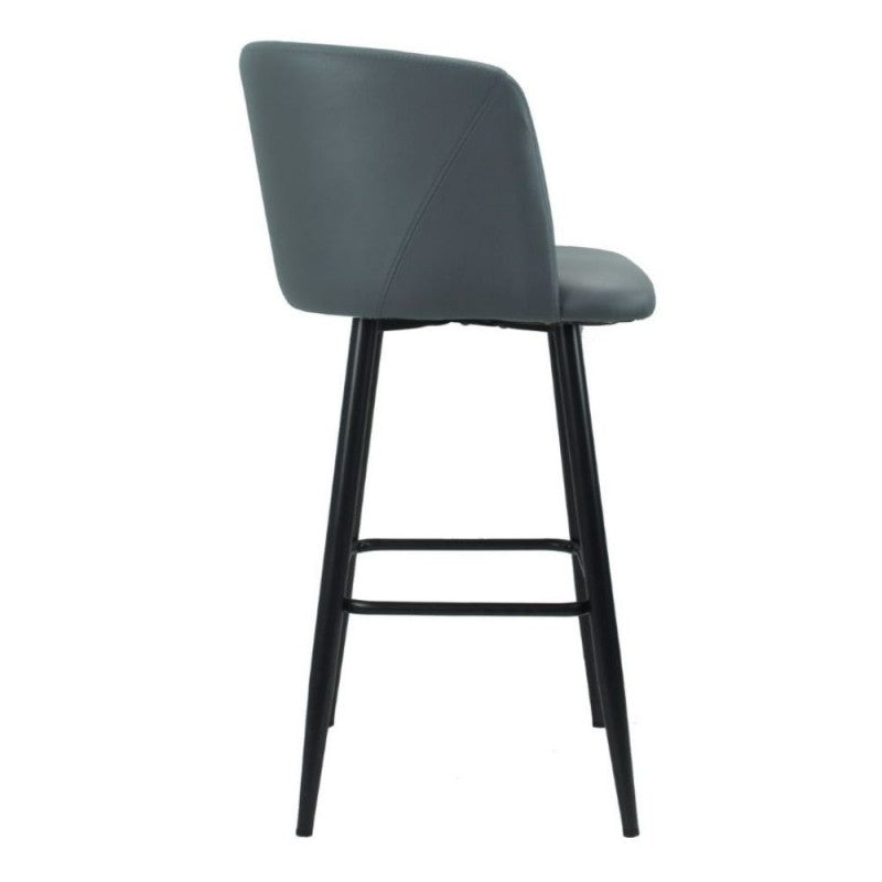 2 Sedie con Seduta in Ecopelle Grigio Set di Sgabelli Alti da Bar