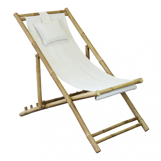 Sdraio Dondolo in Bambù Marrone con Cuscino 117x60x68 cm