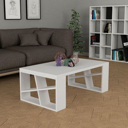 Tavolino da Salotto 105x60 cm Bianco Basso da Caffe
