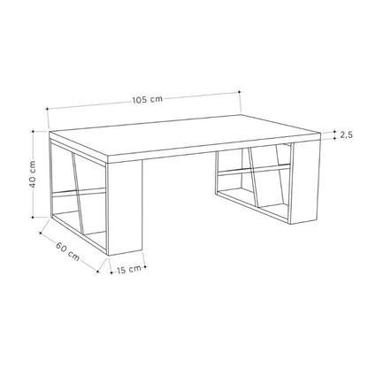 Tavolino da Salotto 105x60 cm Bianco Basso da Caffe