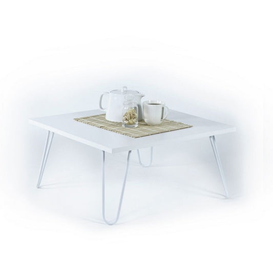 Tavolino da Caffe Basso 60x60 cm Bianco Moderno per Salotto Industrial in Legno